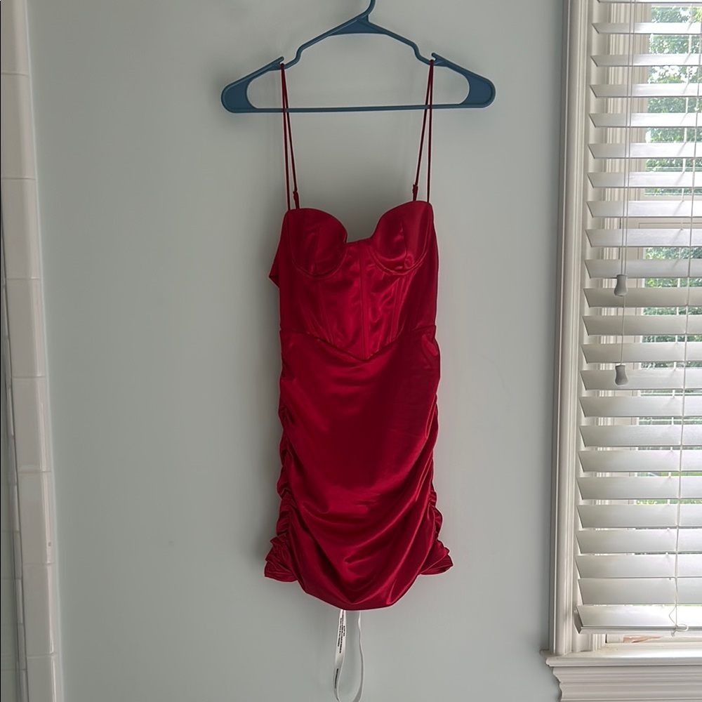 Lucy in the Sky Red Ruched Mini Dress